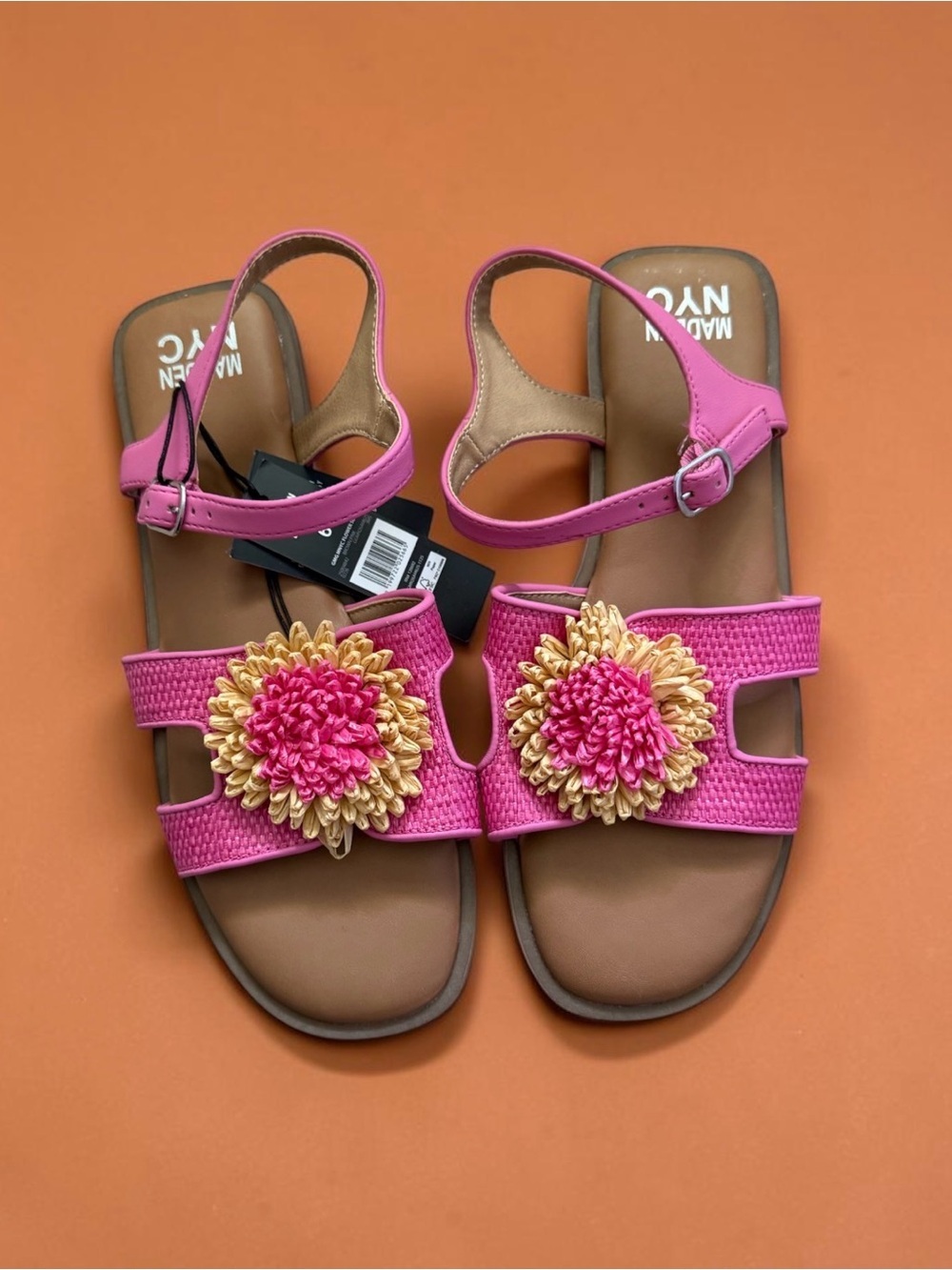 Madden Girl Pink and Gold Floral Strap Kids Sandals